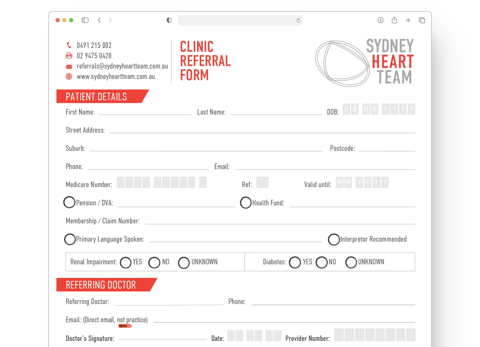 Sydney Heart Team Referral Form